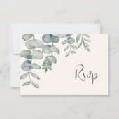 Boho Sage Green Eucalyptus Wedding RSVP Kaartje (Voorkant)