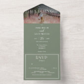 Boho Sage Green Faire-part de mariage avec photo (À l'intérieur)