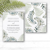 Boho Sage Green Fern Waterverf bruiloft Kaart