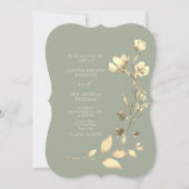 Boho Sage Green Floral Faire-part de mariage (Devant)