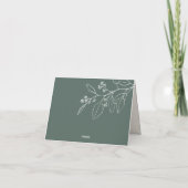 Boho Sage Green Floral Mariage Carte de remercieme (Dos)