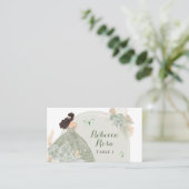 Boho Sage Green Floral Quinceañera Carte Place (Debout devant)
