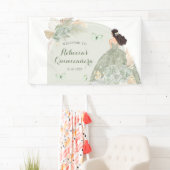 Boho Sage Green Floral Quinceañera Grande bannière (En situation)