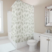 Boho Sage Green Leaf Pattern Douchegordijn (In situ)