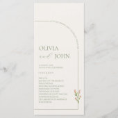 Boho Sage Green & Linen Minimalist Arch Wedding Programma (Voorkant)