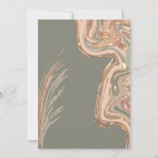Boho Sage Green Marble Stone Earthy Pampas Grass I Kaart (Achterkant)