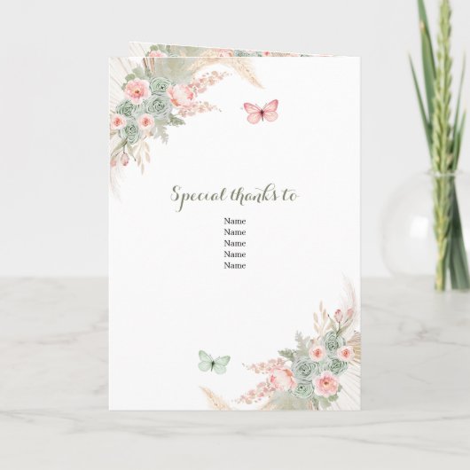 Boho Sage Green Pink 15 Años Modèle du programme (Dos)