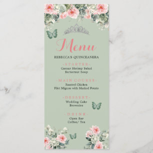 Boho Sage Green Rose Roses Princess XV Años Menu