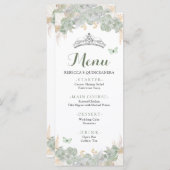 Boho Sage Green Rose Royal Quinceañera Menu (Devant / Derrière)