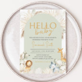 Boho Sage Green Safari Baby shower Kaart