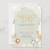 Boho Sage Green Safari Baby shower Kaart (Voorkant)