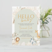 Boho Sage Green Safari Baby shower Kaart (Staand voorkant)