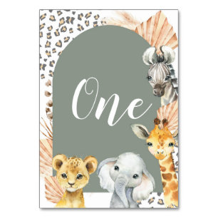 Boho Sage Green Safari Oh Boy Numéro de table