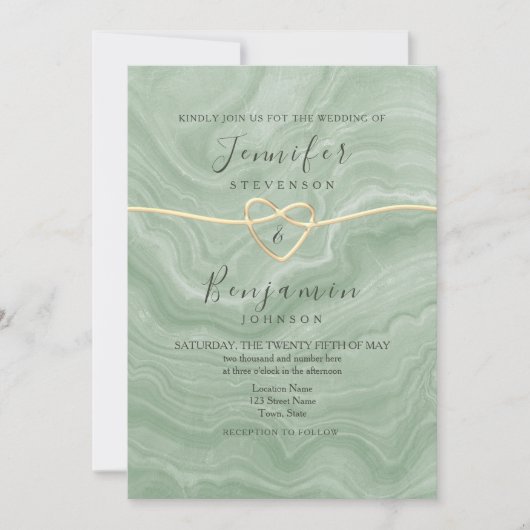 Boho Sage Green Wedding Invitation Kaart (Voorkant)