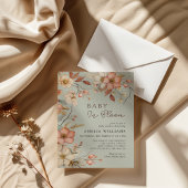 Boho Sage Green Wildflower Floral Baby shower Kaart