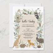 Boho Sage Greenery Australian Animals Baby shower Kaart (Voorkant)