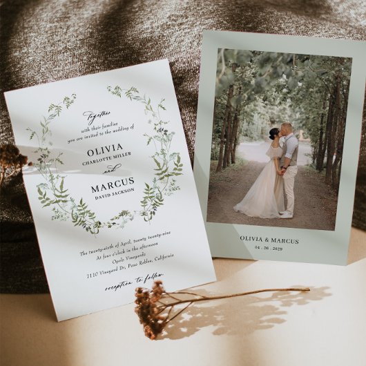 Boho Sage Greenery Faire-part de mariage botanique
