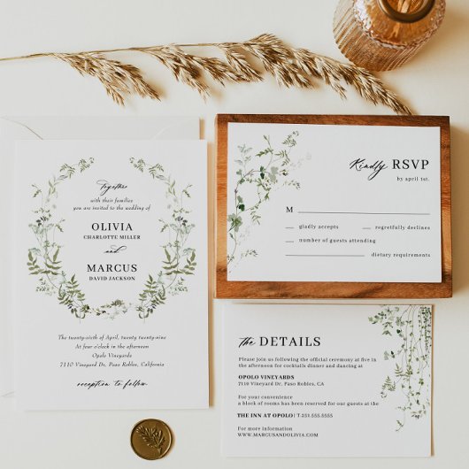 Boho Sage Greenery Faire-part de mariage botanique