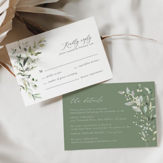 Boho Sage Greenery Mariage botanique Carte RSVP