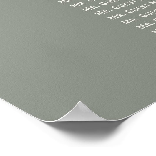 Boho Sage Groen 6 Tafel Bruiloft Zitkaarten Poster (Hoek)