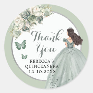 Boho Sage Groen Bloemen Meisje Bloemen Quinceañera Ronde Sticker
