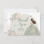Boho Sage Groen Blush Roze Quinceañera Bedankkaart (Voorkant)