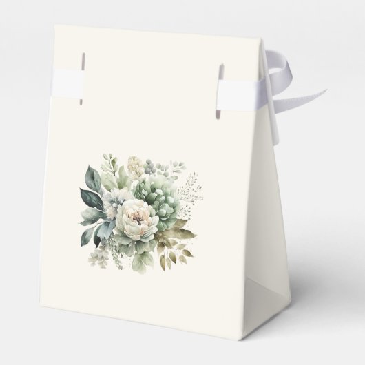 Boho Sage Groen en Ivoor Bloemen Bruiloft Bedankdoosjes (Achterkant)
