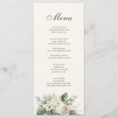 Boho Sage Groen en Ivoor Bloemen Bruiloft Menu (Voorkant)