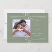Boho Sage Groen Foilage Bruiloft Save the Date Bedankkaart (Voorkant)