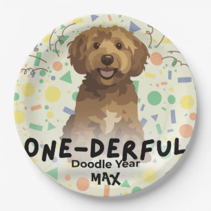 Boho Sage Groen Goldendoodle Eerste Verjaardagsfee Papieren Bordje