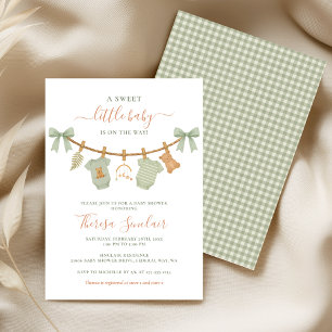 Boho Sage Groen Klerenlijn Baby Shower Kaart