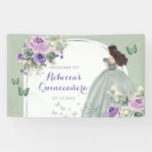 Boho Sage Groen Lila Prinses Quinceañera Groot Spandoek (Horizontaal)