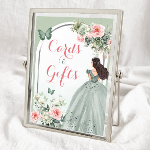 Boho Sage Groen Roze Bloemen 15 Años Kaarten Cadea Poster