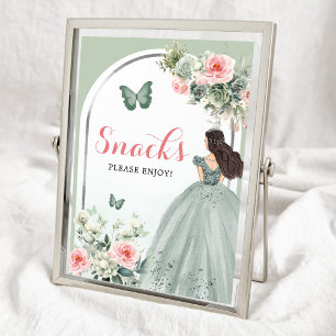 Boho Sage Groen Roze Rozen Meisje 15 Años Snacks Poster