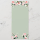 Boho Sage Groen Roze Rozen Prinses XV Años Menu (Achterkant)