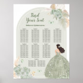 Boho Sage Groene Bloemen 15 Años Zitkaarten Poster (Voorkant)