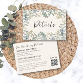 Boho Sage Groene Eucalyptus QR Code Bruiloft Detai Informatiekaartje