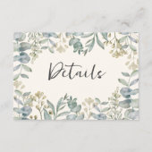 Boho Sage Groene Eucalyptus QR Code Bruiloft Detai Informatiekaartje (Voorkant)