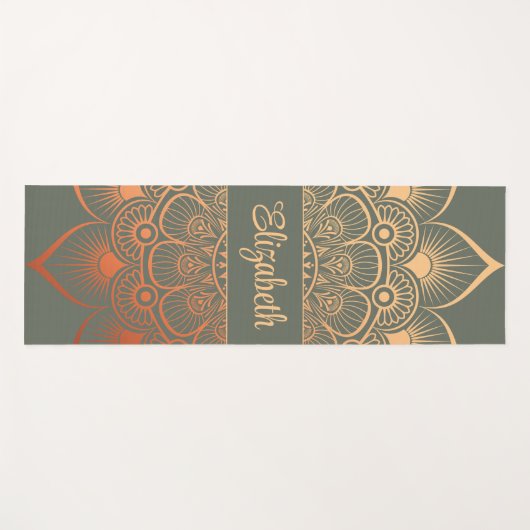 Boho Sage Groene Mandala Aangepaste Naam Yoga Mat (Voorkant (horizontaal))