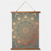Boho Sage Groene Perzik Mandala Hout Topped Hangend Wandkleed (Voorkant)
