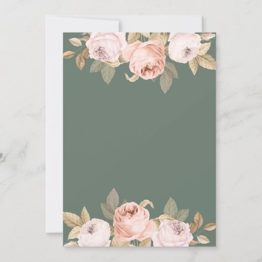 Boho Sage Groene Pioenrozen Save the Date Kaart (Achterkant)