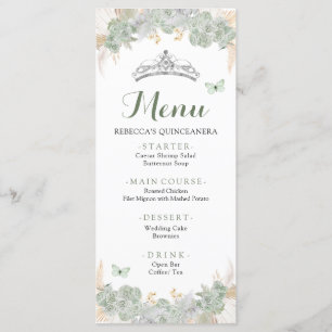 Boho Sage Groene Rozen Royal Quinceañera Menu