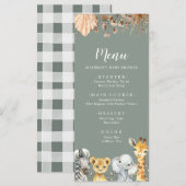 Boho Sage Groene Safari Oh Boy Baby shower Menu (Voorkant / Achterkant)