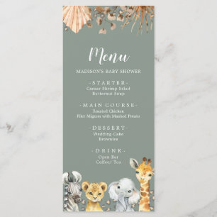 Boho Sage Groene Safari Oh Boy Baby shower Menu