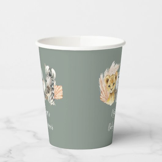 Boho Sage Groene Safari Oh Boy Paper Cup Papieren Bekers (Links)