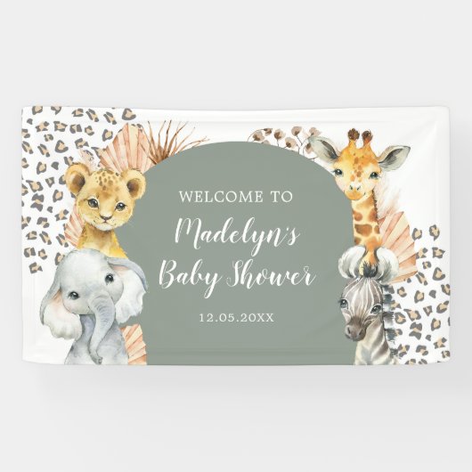 Boho Sage Groene Safari Oh Jongen Grote Banner (Horizontaal)