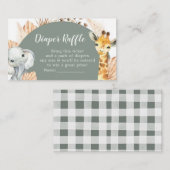 Boho Sage Groene Safari Oh Jongen Luier Raffle Informatiekaartje (Voorkant / Achterkant)