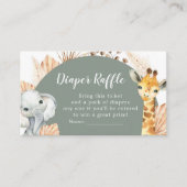 Boho Sage Groene Safari Oh Jongen Luier Raffle Informatiekaartje (Voorkant)