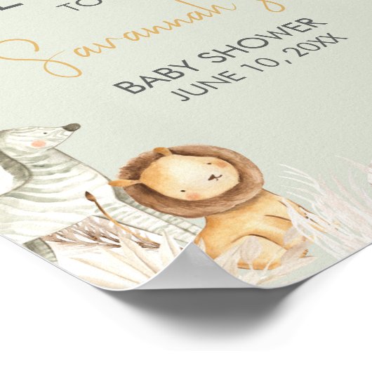 Boho Sage Groene Safari Welkom Poster (Hoek)