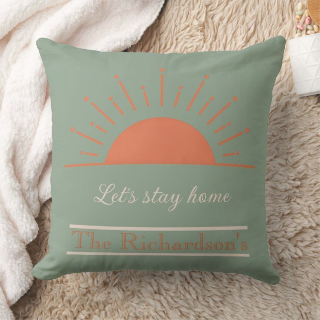 Boho Sage Let's Stay Home Pillow Sunrise Design  Kussen (Deken)